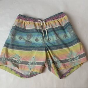 Chubbies The En Fuegos 7” Swim Trunks Shorts Aztec Teal Geometric Print Sz M